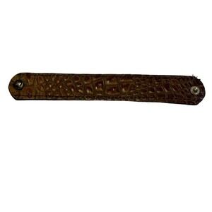 Leather cuff bracelet  brown textured 6in